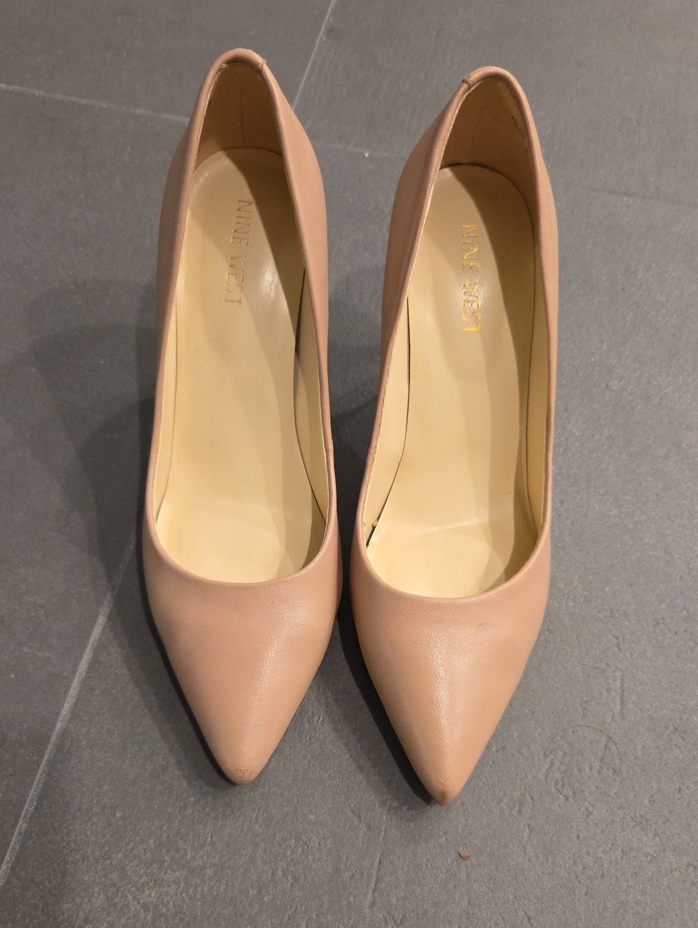 Nine West Blush Nude Pointed-Toe Leather Pumps